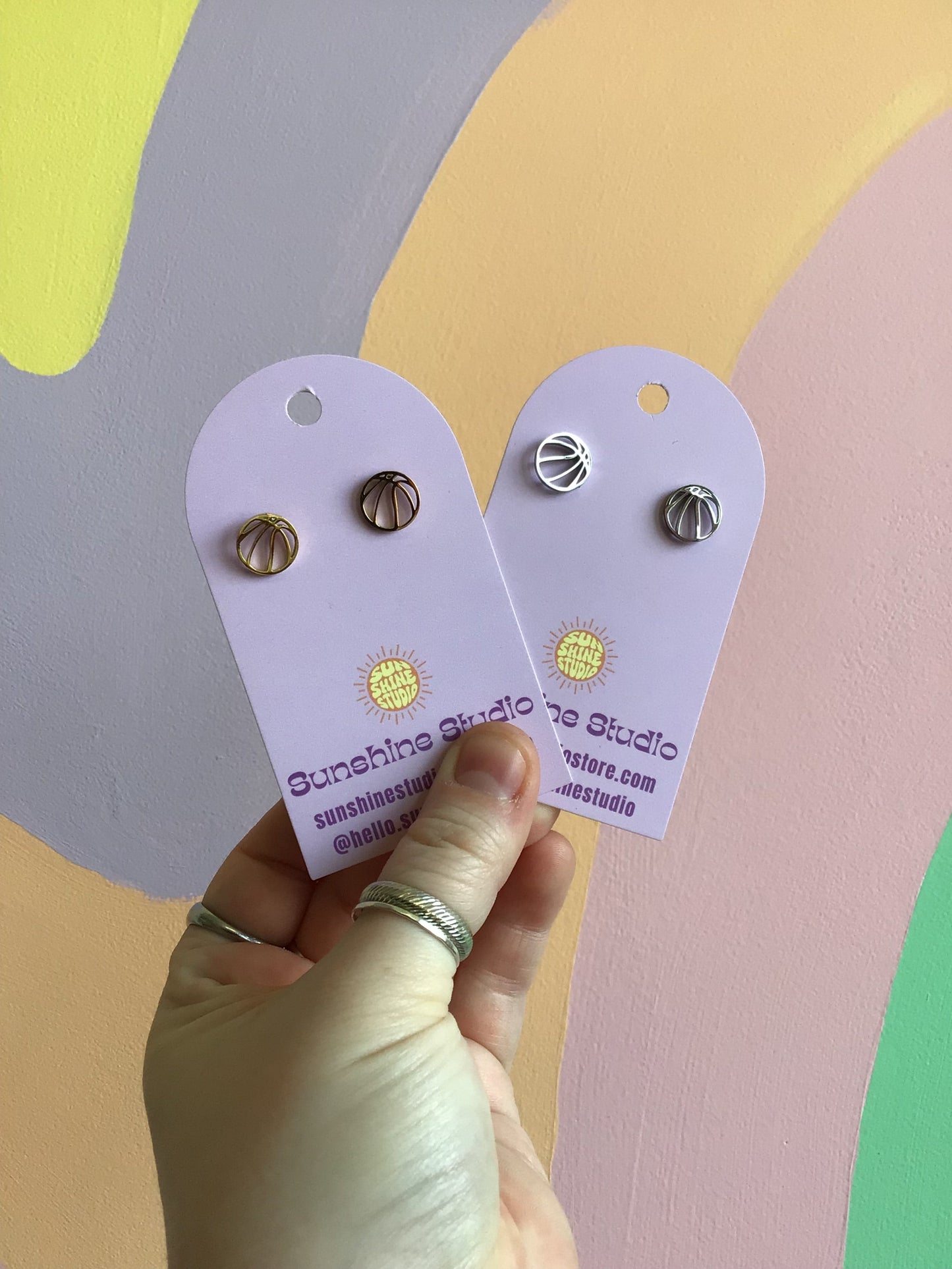 Tiny Basketball Earrings