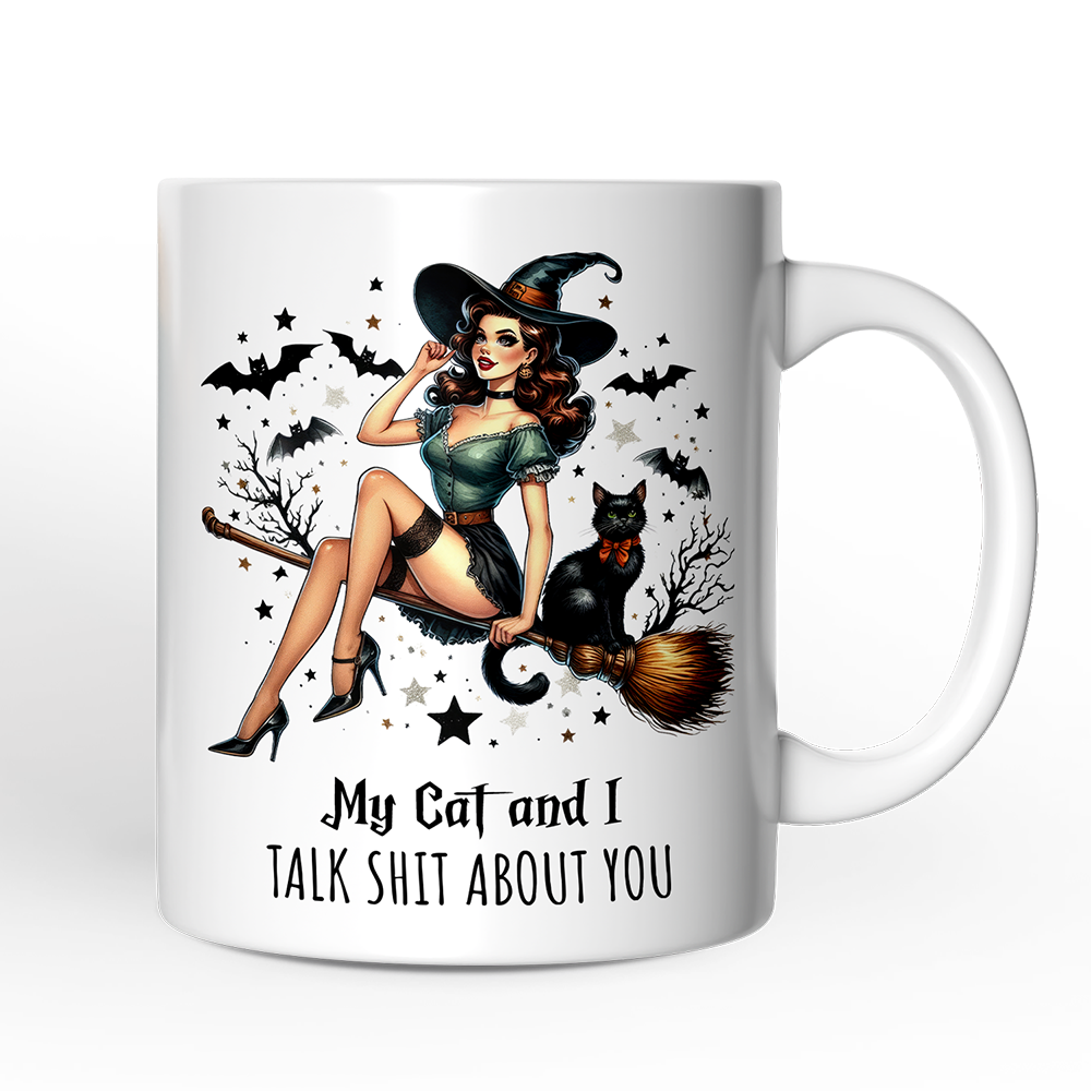 My Cat and I Gossip About You Halloween Gift Mug: Non-Customized