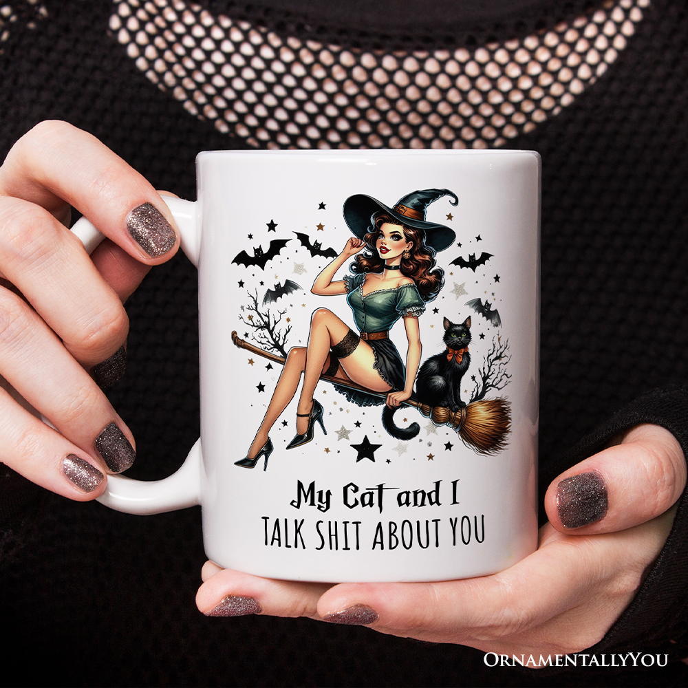 My Cat and I Gossip About You Halloween Gift Mug: Non-Customized
