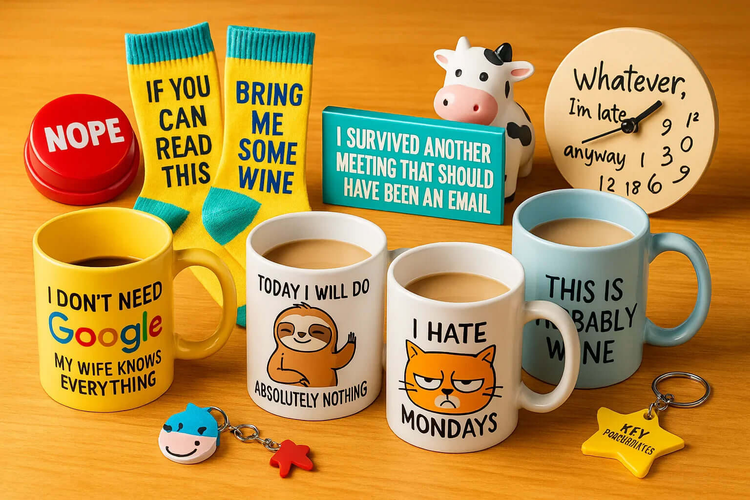 Funny Mugs & Gifts collection featuring humorous coffee mugs and novelty items for laughter and fun.