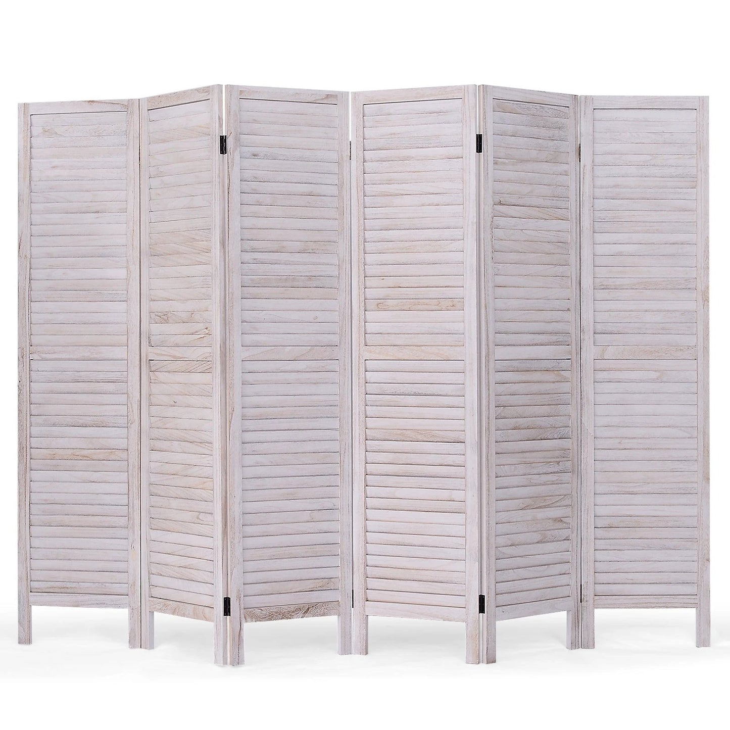 6 Panels Classic Venetian Wooden Slat Room Screen-White by DirectDeals
