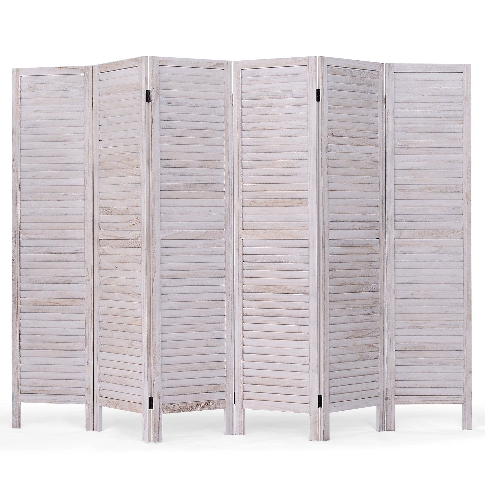 6 Panels Classic Venetian Wooden Slat Room Screen-White by DirectDeals