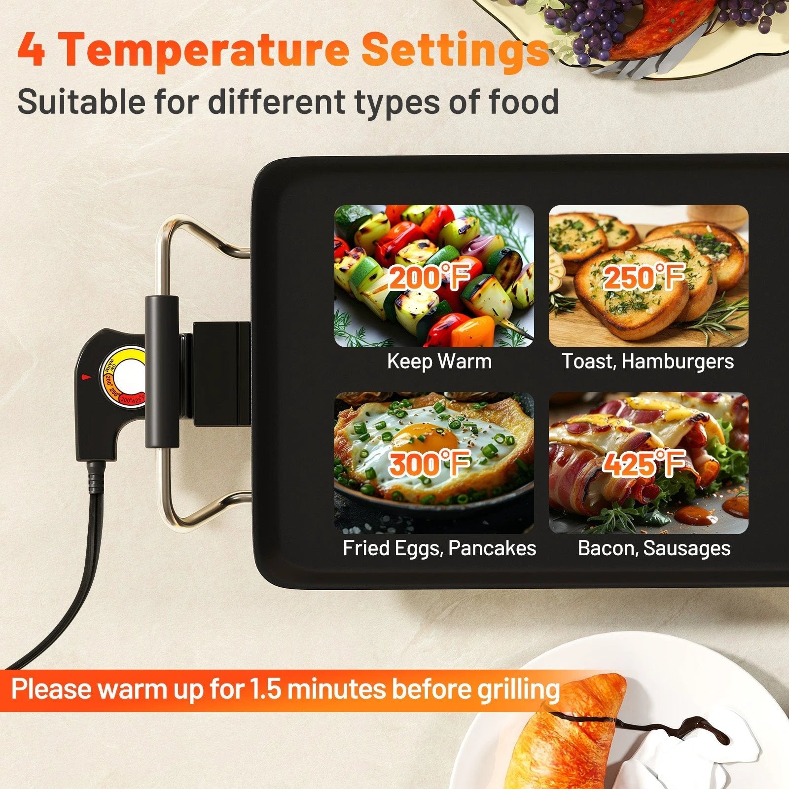 35 Inch Large Electric Griddle Nonstick BBQ Grill with Adjustable Temperature-M by DirectDeals