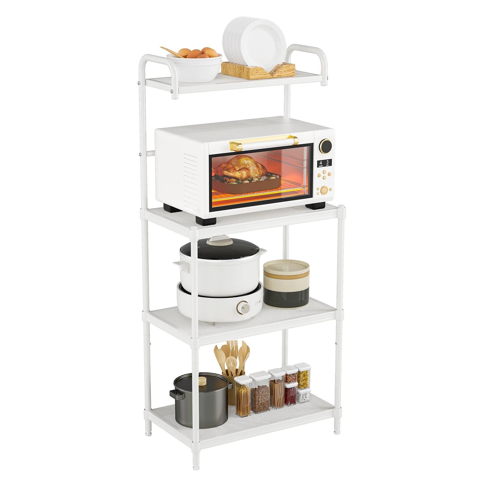 4-Tier Kitchen Storage Baker Microwave Oven Rack Shelves-White by DirectDeals