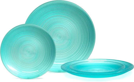 " OCCASIONS " 100 Plates Pack,(50 Guests) Premium Wedding Party Disposable Plastic Plates Set -50 x 10'' Dinner + 50 x 7'' Salad/Dessert (Belize in Aqua) by joycraft