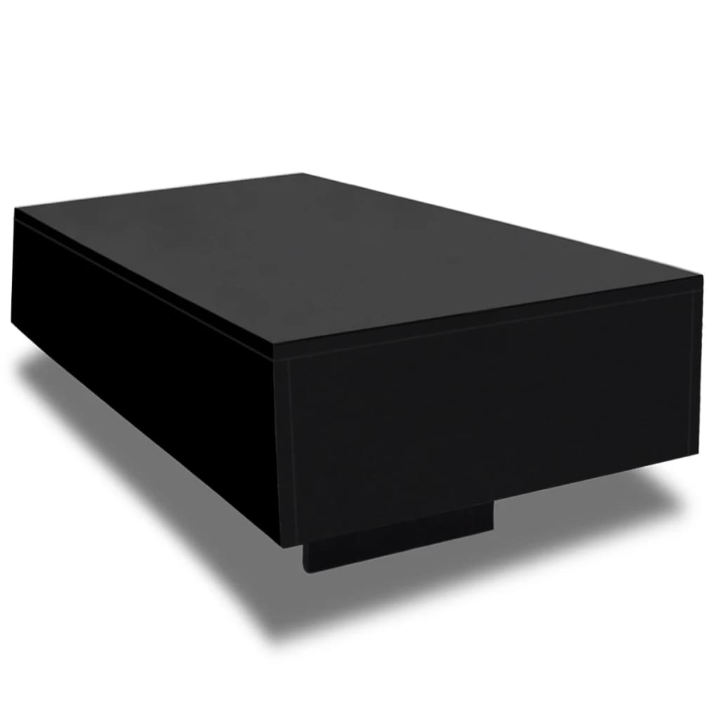 Black rectangular coffee table on a white background