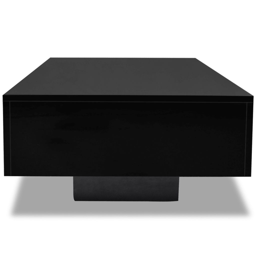 Black rectangular coffee table on a white background