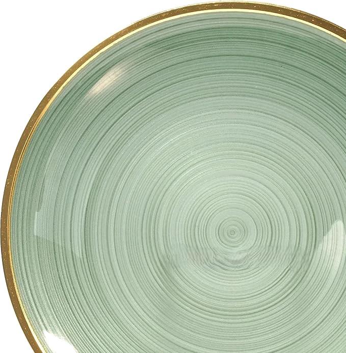 " OCCASIONS " 100 Plates Pack,(50 Guests) Premium Wedding Party Disposable Plastic Plates Set -50 x 10'' Dinner + 50 x 7'' Salad/Dessert (Belize in Green & Gold) by joycraft