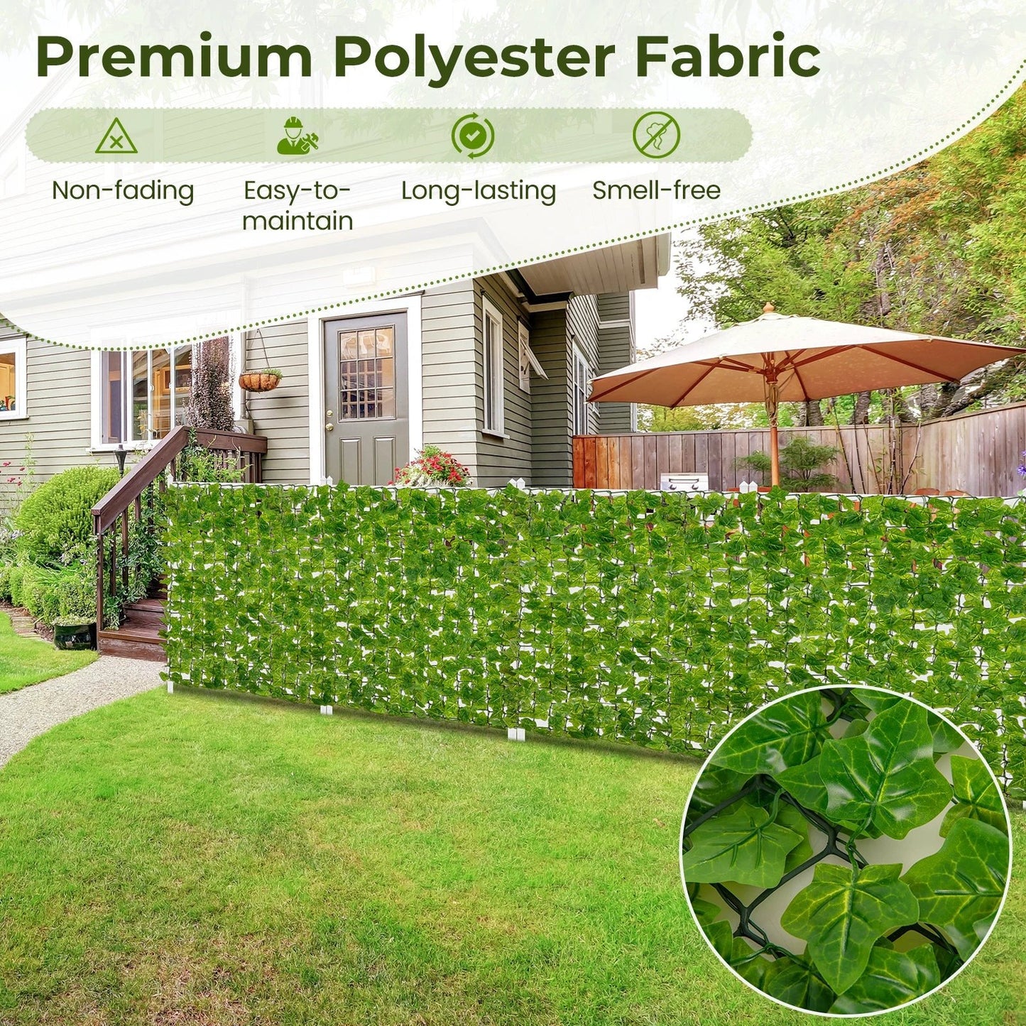 120 x 40 Inch Artificial Ivy Privacy Fence Faux Ivy Vines Covering by DirectDeals