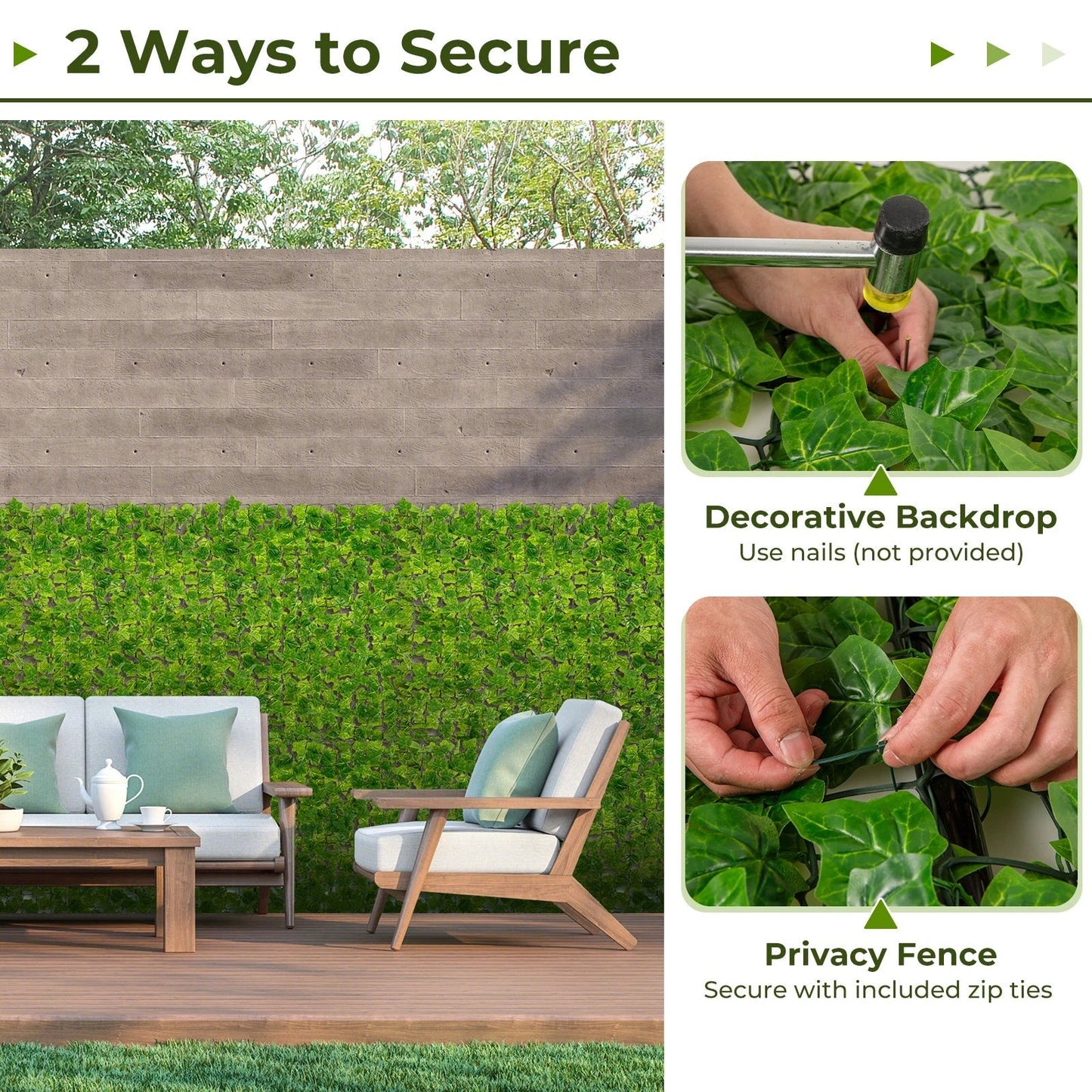 120 x 40 Inch Artificial Ivy Privacy Fence Faux Ivy Vines Covering by DirectDeals