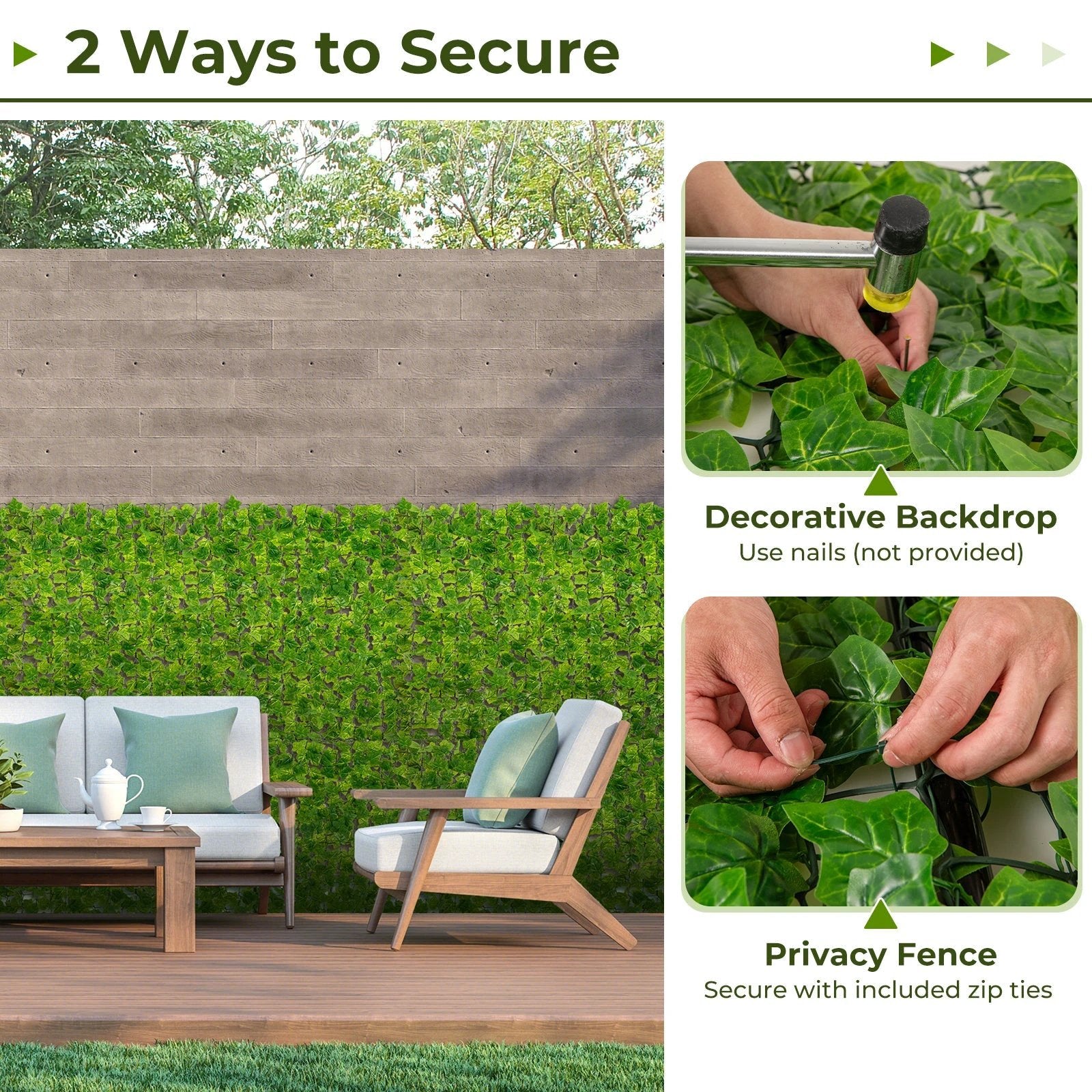 120 x 40 Inch Artificial Ivy Privacy Fence Faux Ivy Vines Covering by DirectDeals