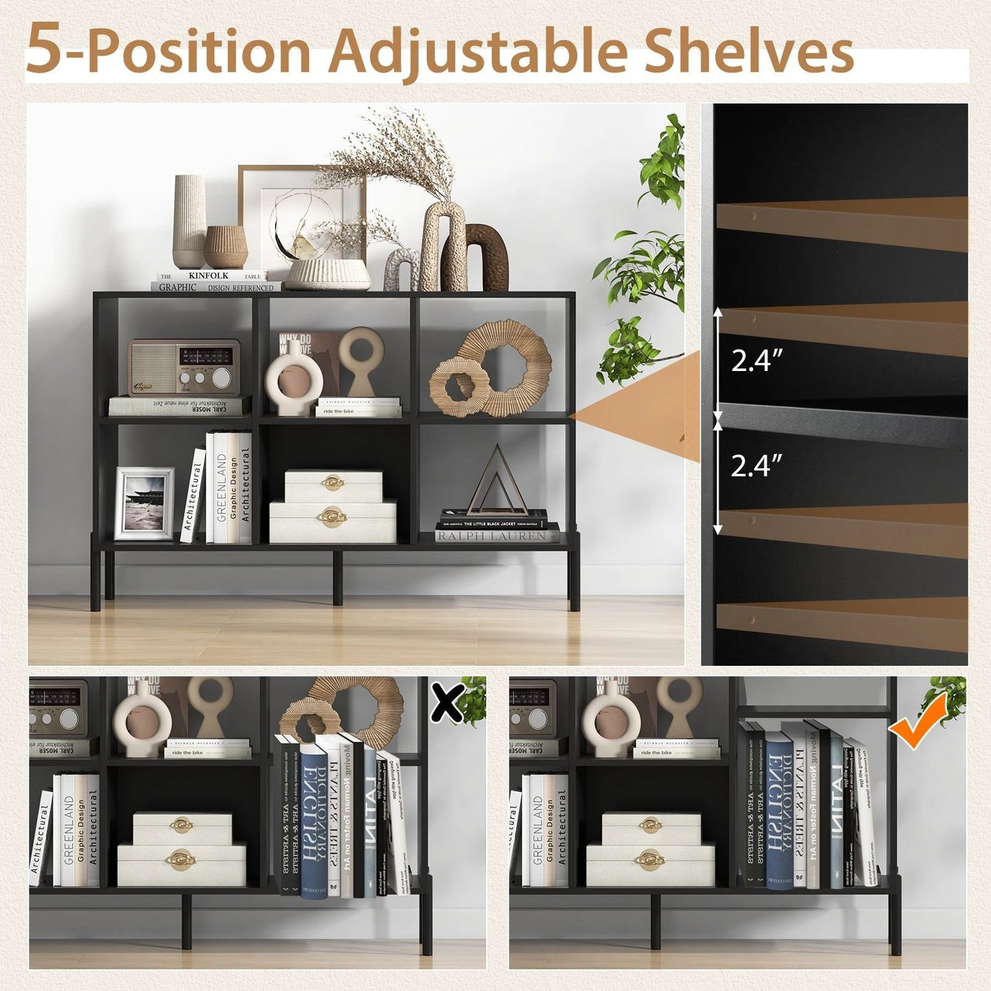 Open-Back Bookshelf with Drawer for Study-Black by DirectDeals