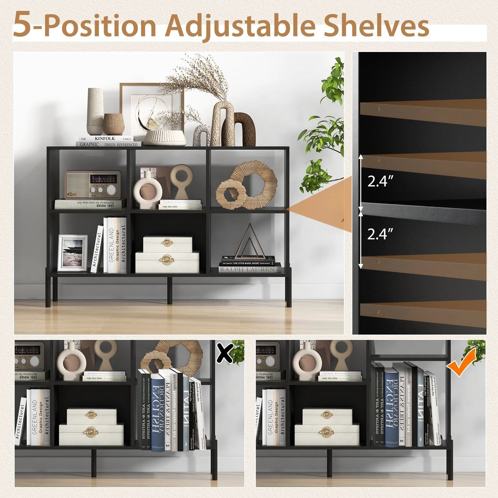 Open-Back Bookshelf with Drawer for Study-Black by DirectDeals