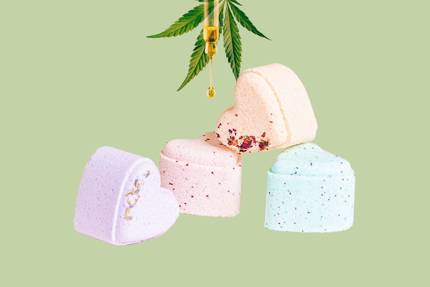 CBD -  5 Hearts Shaped Shower Steamers/ fizzies with CBD - in a Gift Box - Can be personalized. (THC free)-3