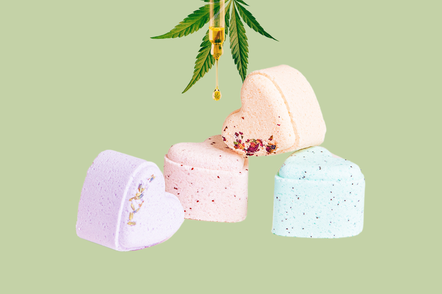 CBD -  5 Hearts Shaped Shower Steamers/ fizzies with CBD - in a Gift Box - Can be personalized. (THC free)-3