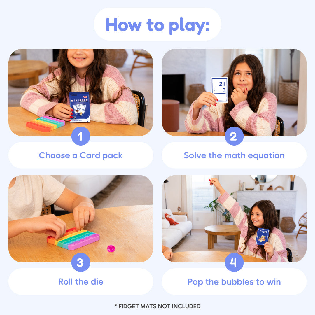 Step-by-step guide on how to play a math-themed game with visual instructions.