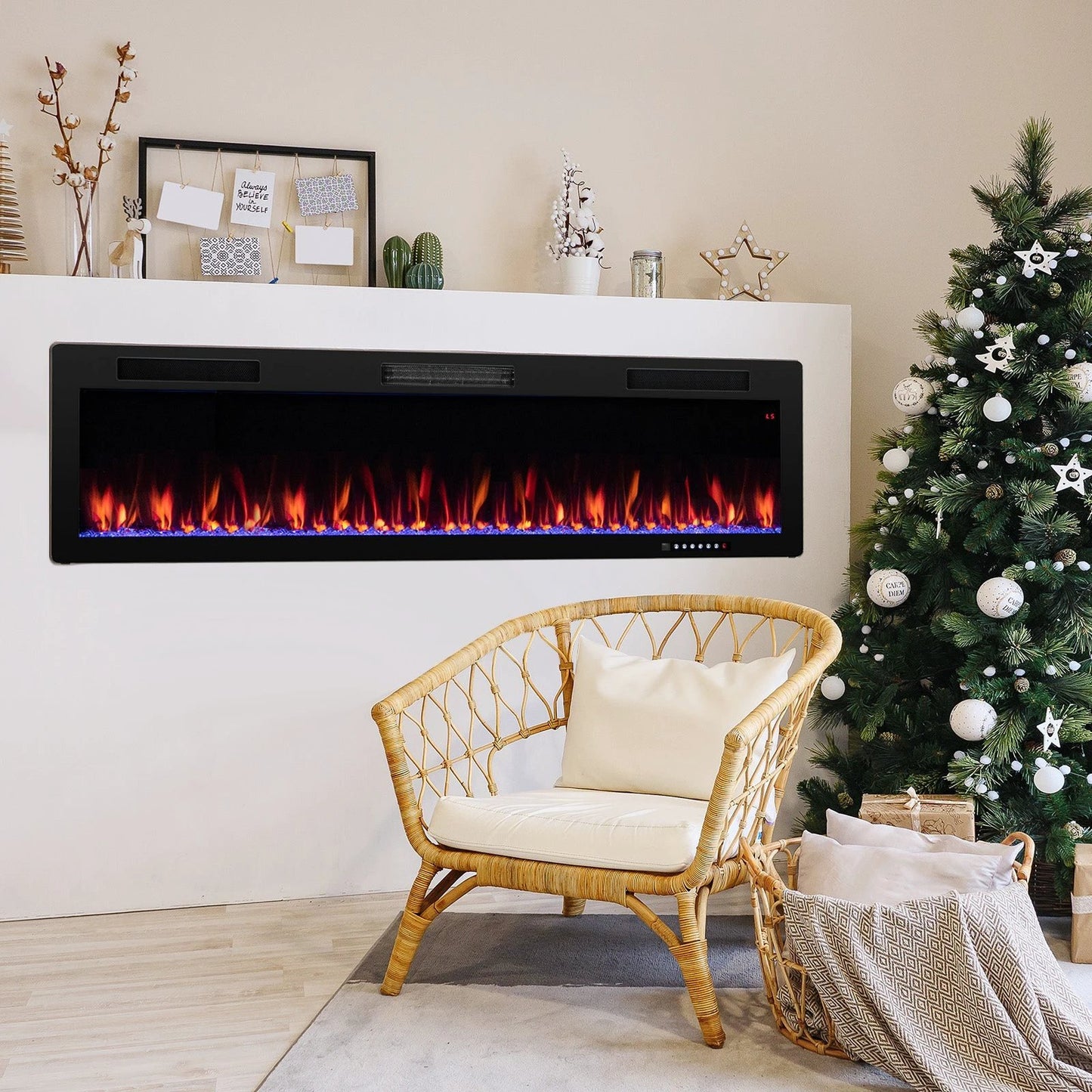 Electric Fireplace 40/50/60 Inches Recessed and Wall Mounted for 2' x 6' Stud-60 inches by DirectDeals