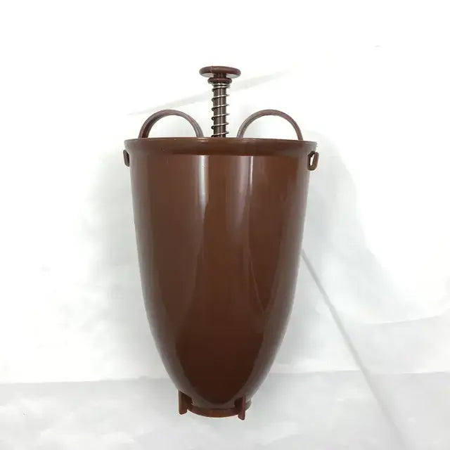 Brown metal wall-mounted planter on a white background