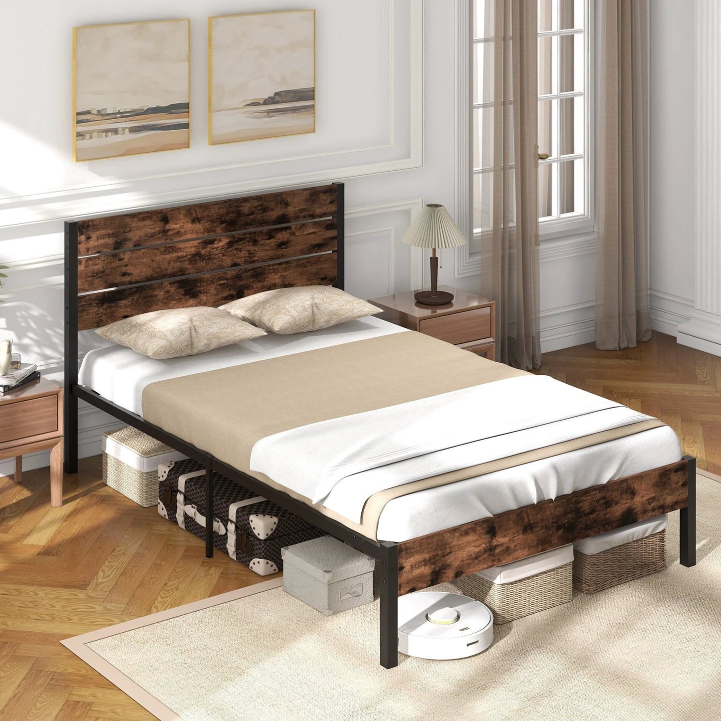 Full/King/Queen/Twin Size Bed Frame with High Headboard and Mute Bar-Full Size by DirectDeals