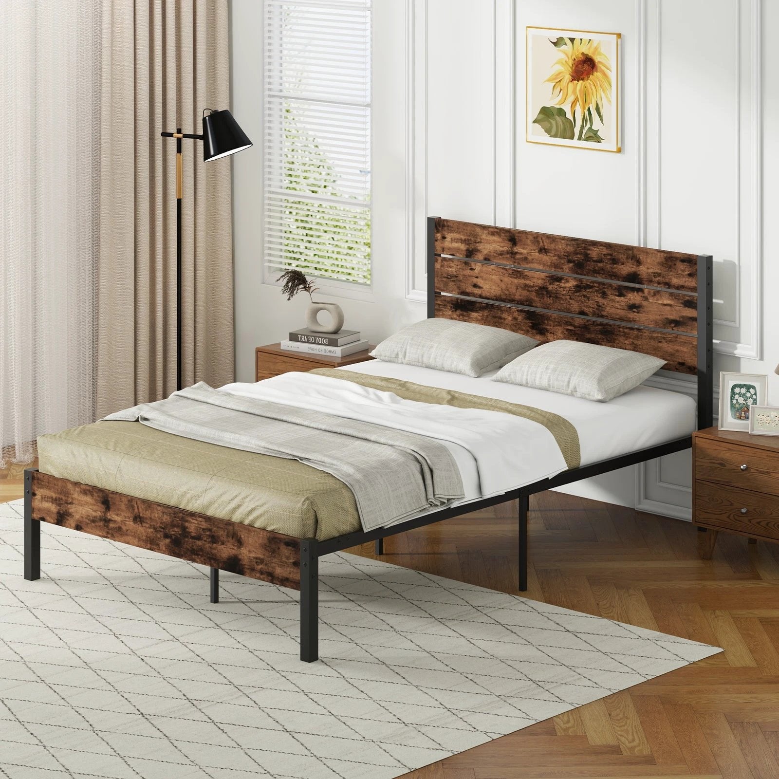 Full/King/Queen/Twin Size Bed Frame with High Headboard and Mute Bar-Full Size by DirectDeals