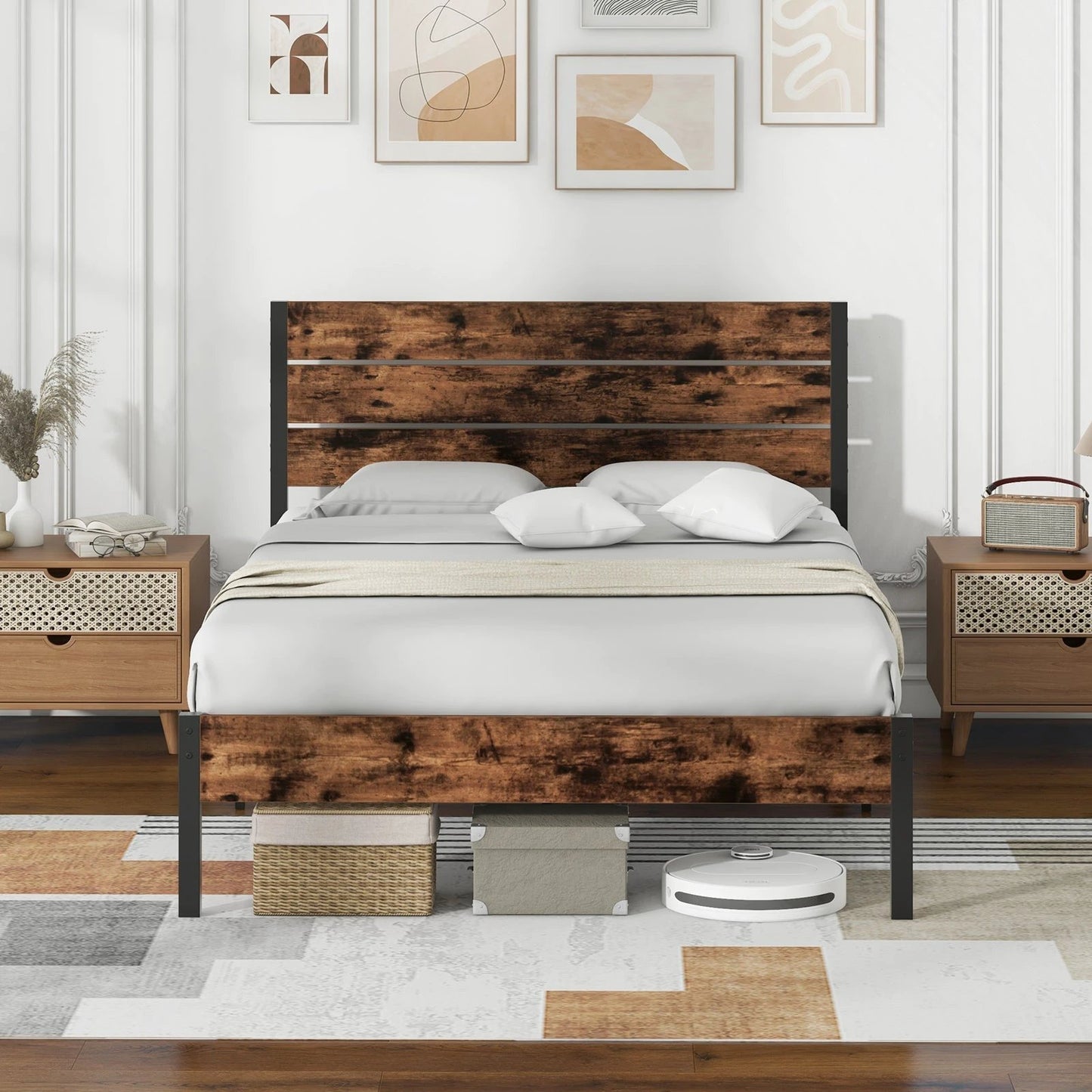 Full/King/Queen/Twin Size Bed Frame with High Headboard and Mute Bar-Full Size by DirectDeals