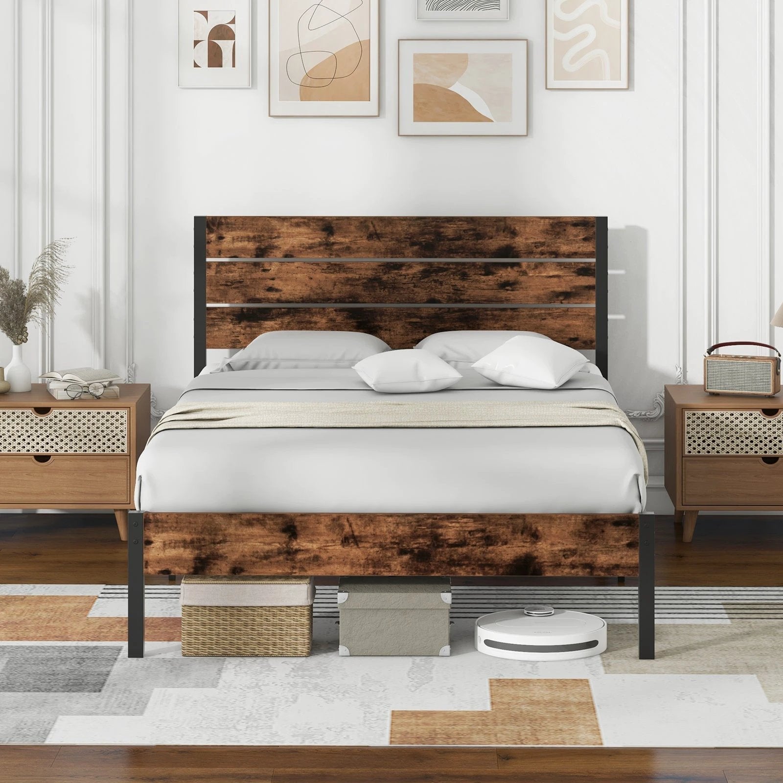 Full/King/Queen/Twin Size Bed Frame with High Headboard and Mute Bar-Full Size by DirectDeals
