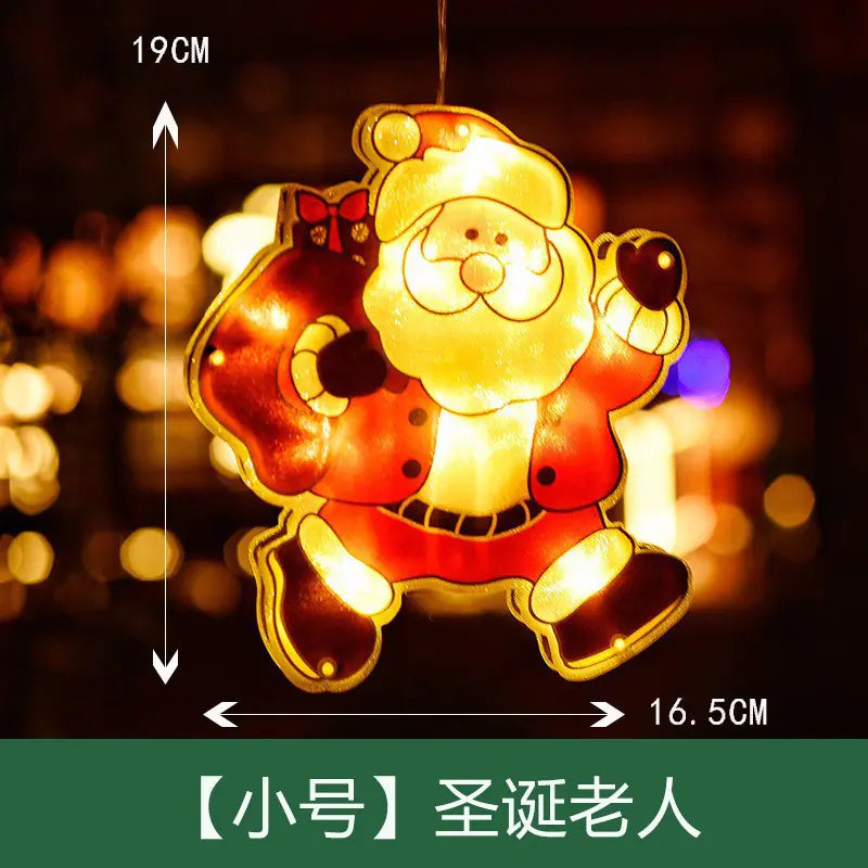 Decorative light-up Santa Claus figure with measurements on a blurred background