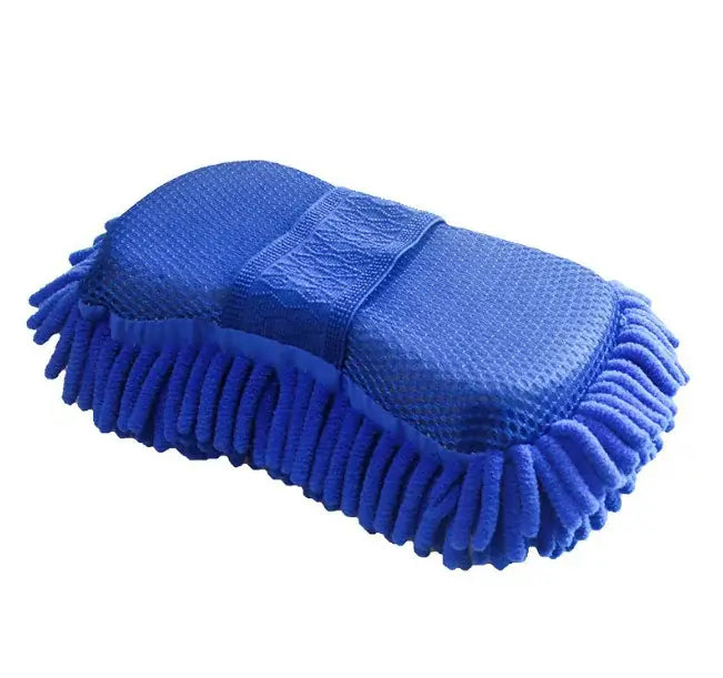 Blue scrubber with textured surface on a white background