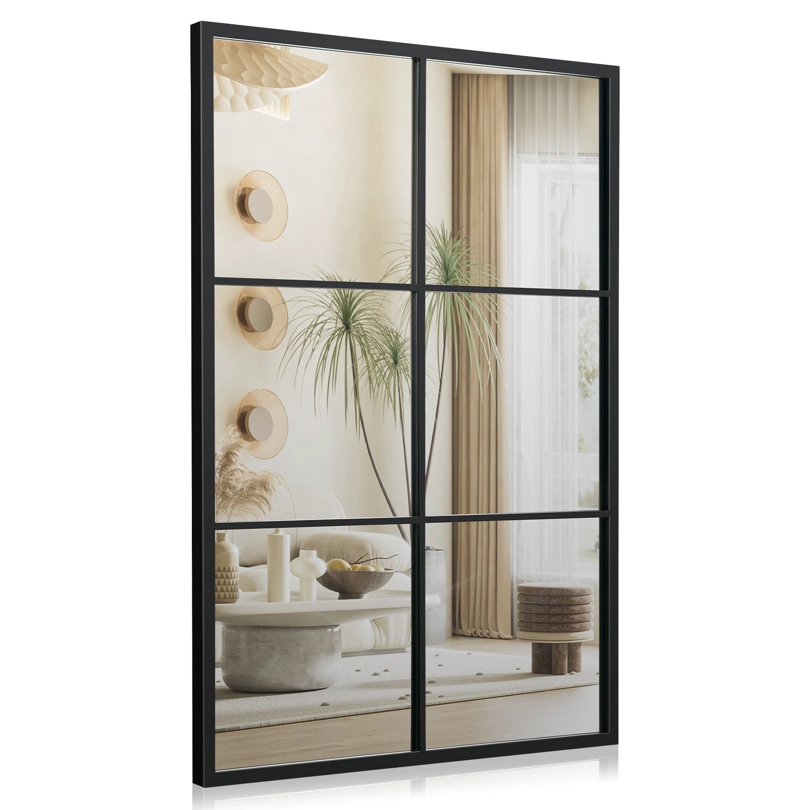 3-Layered Decorative Wall Mirror with Metal Frame for Dining Living Room-Black by DirectDeals