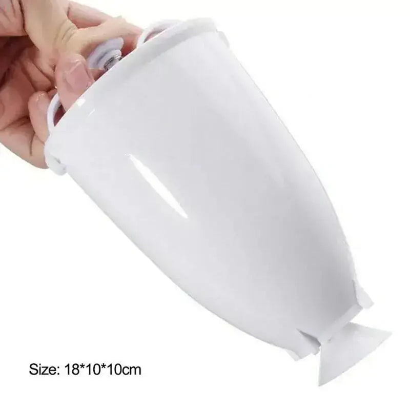 White silicone bag held by a hand with a visible brand logo on a white background