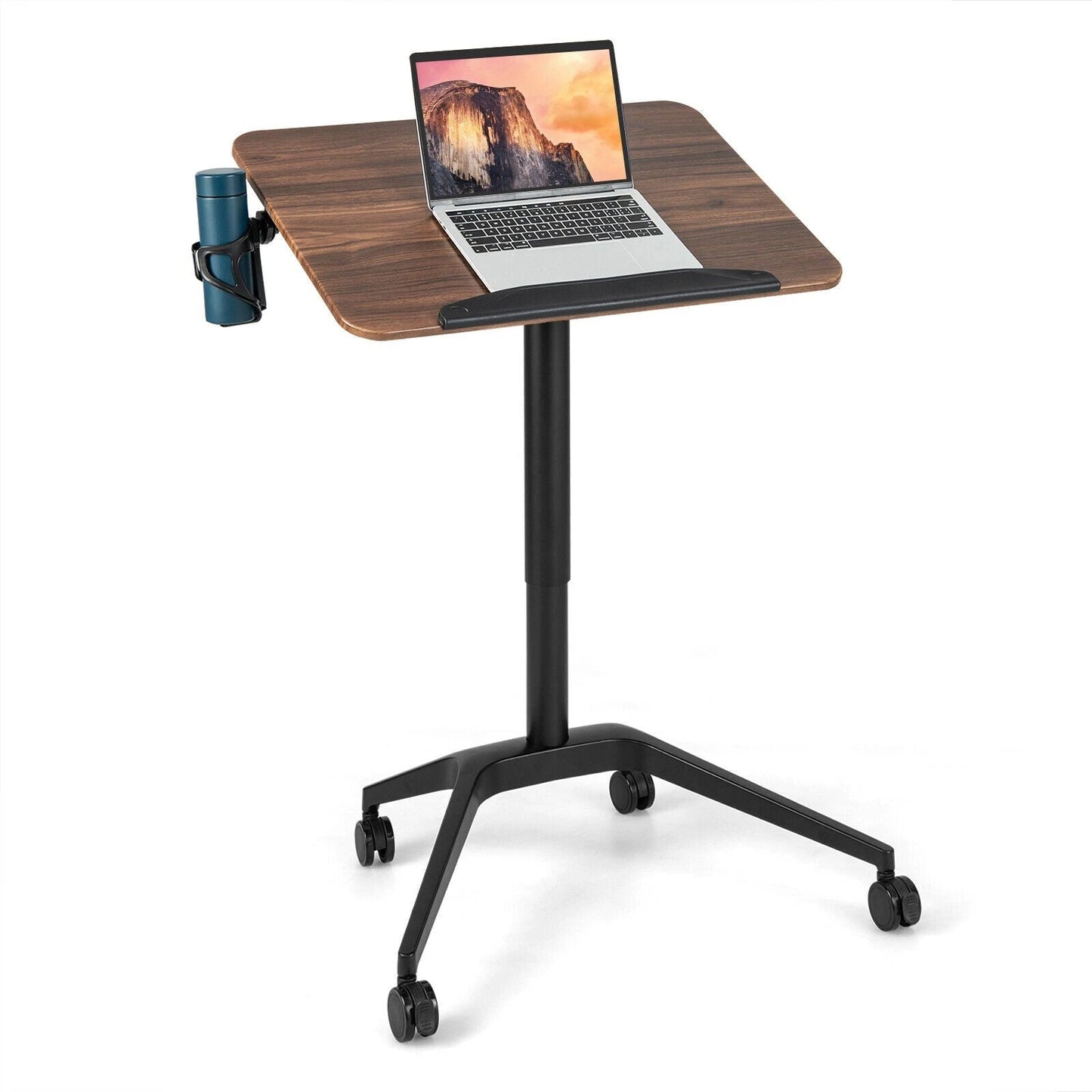 Pneumatic Standing Desk with Anti-fall Baffle and Cup Holder by DirectDeals