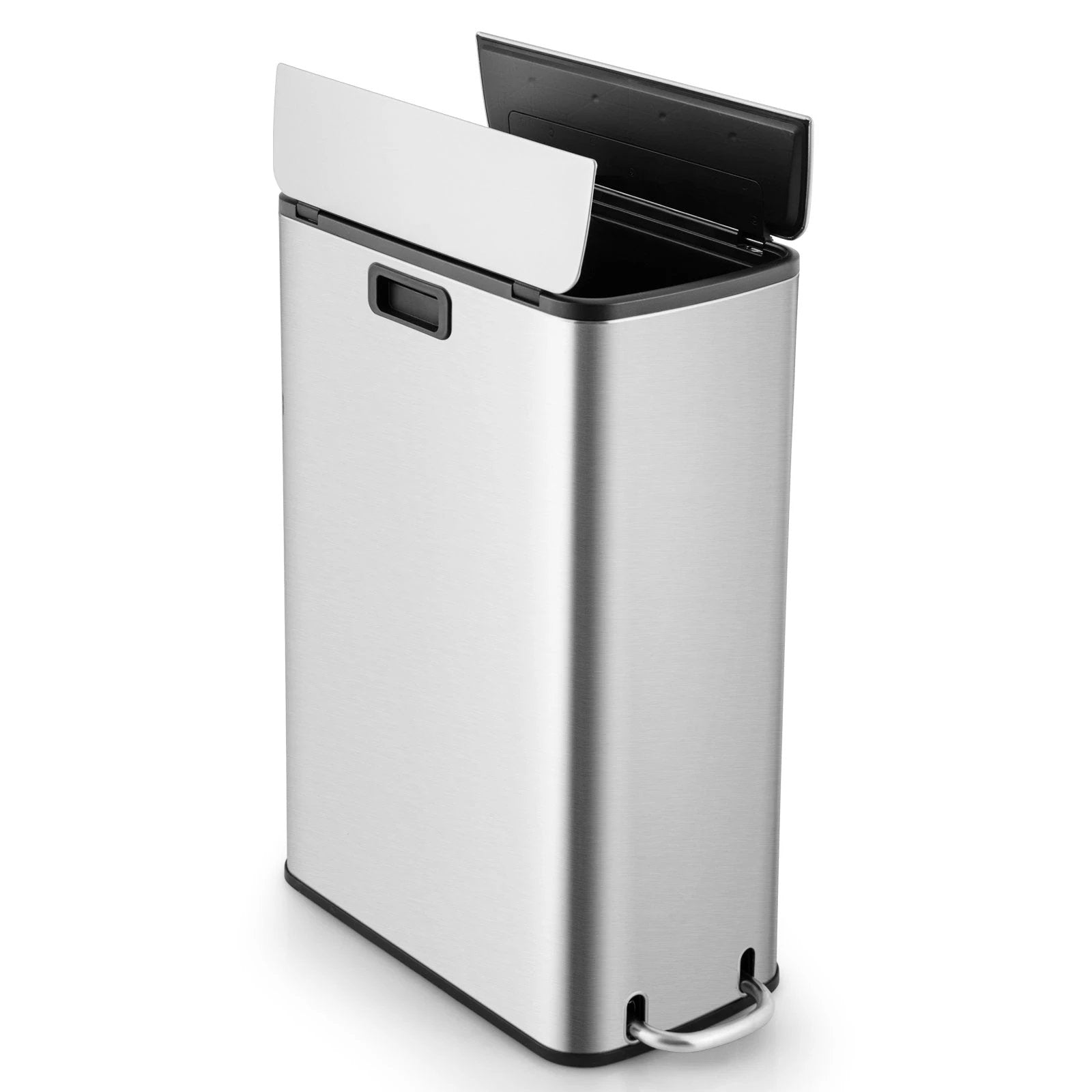 12 Gal Stainless Steel Trash Can with Soft-Closing Wing Lids-Silver by DirectDeals