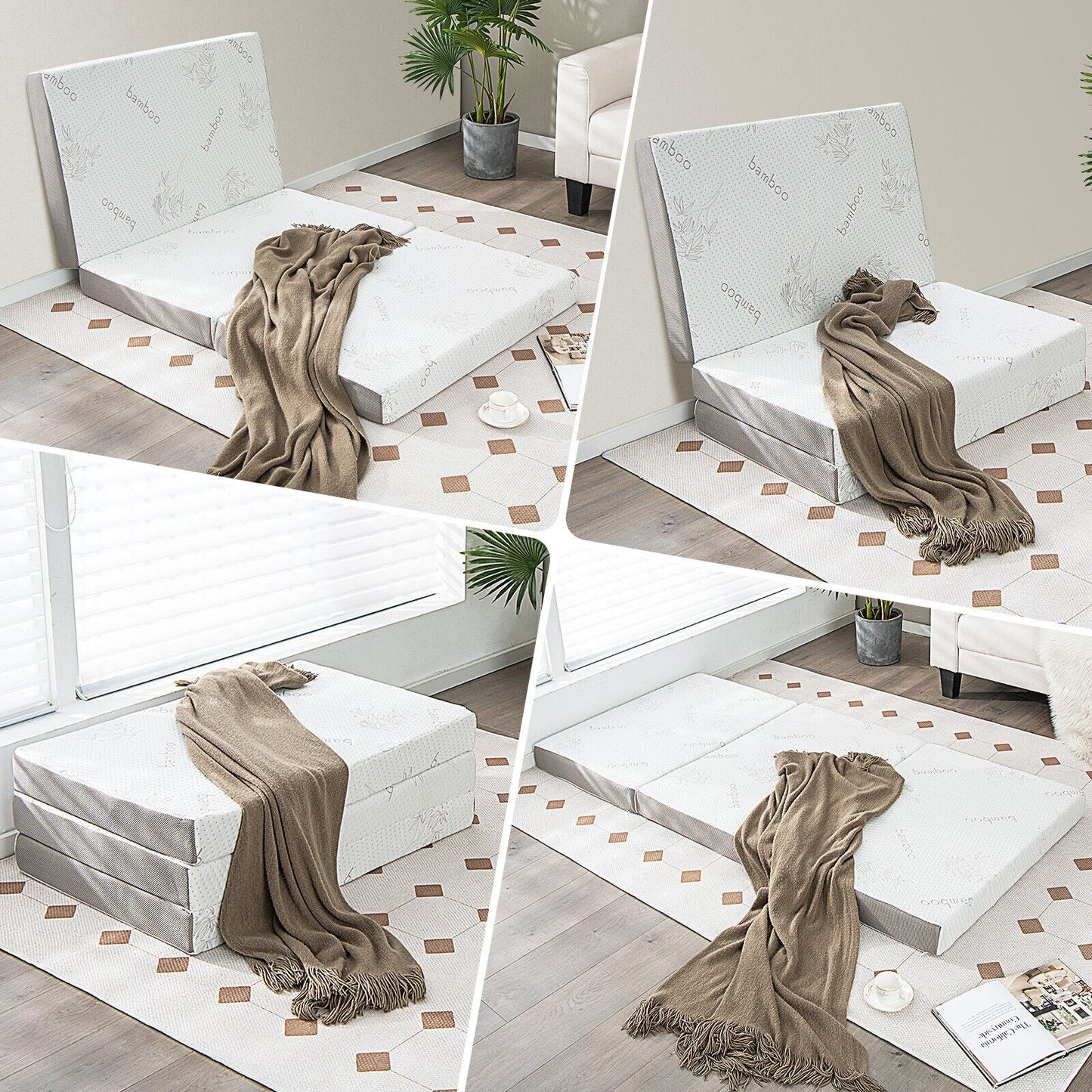 4 Inch Tri-fold Cool Gel Memory Foam Mattress-Twin XL