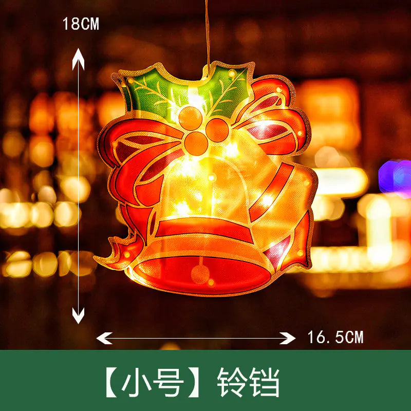 Decorative bell with lights against a blurred festive background
