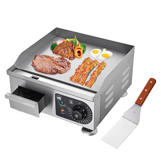 Wechef 1800W 14" Electric Countertop Griddle Flat Top Commercial Restaurant BBQ Grill