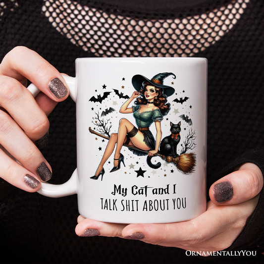 My Cat and I Gossip About You Halloween Gift Mug: Non-Customized