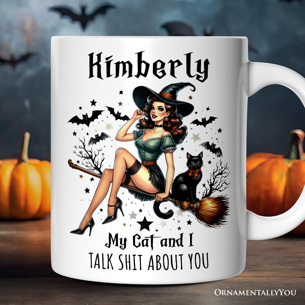 My Cat and I Gossip About You Halloween Gift Mug: Non-Customized
