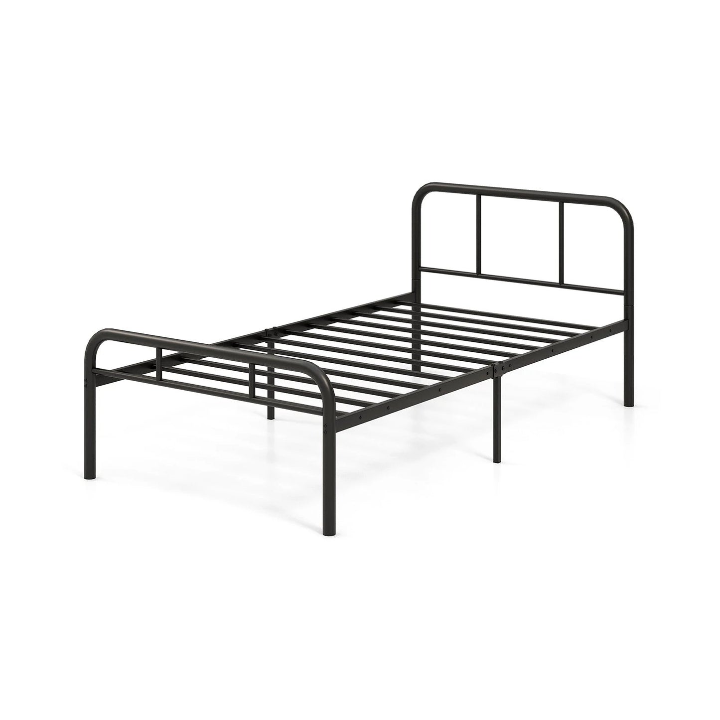 Modern Metal Platform Bed with Headboard and Footboard-Black by DirectDeals