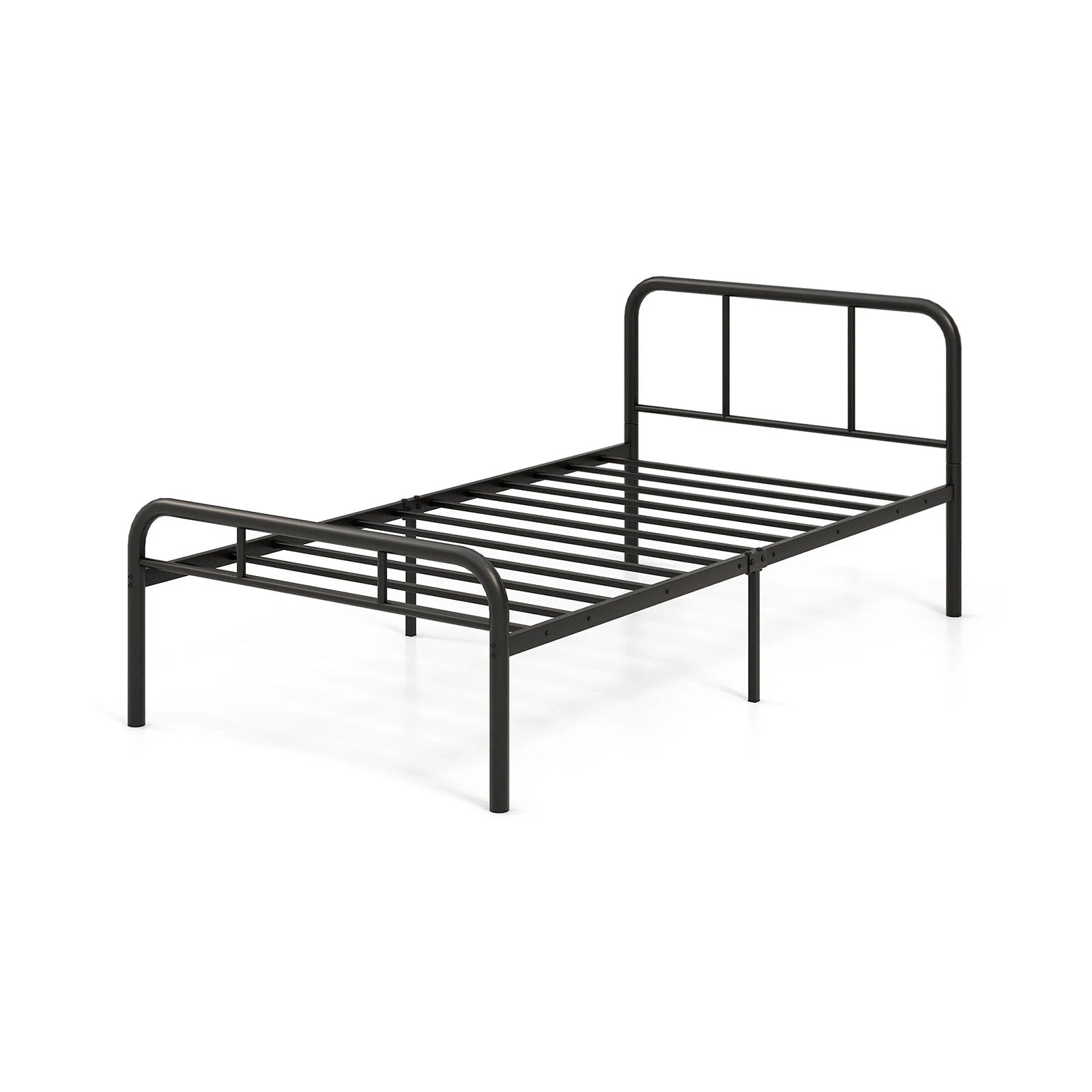 Modern Metal Platform Bed with Headboard and Footboard-Black by DirectDeals