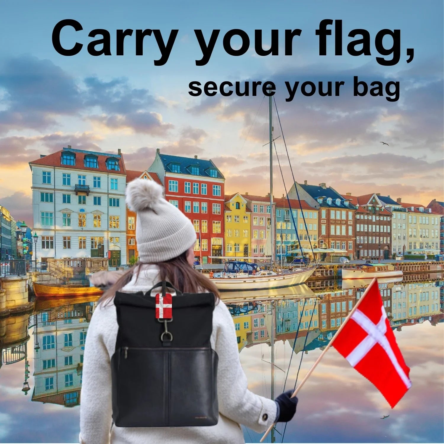 Smart Bag Security Tag - Denmark Flag [Pack 2]-2