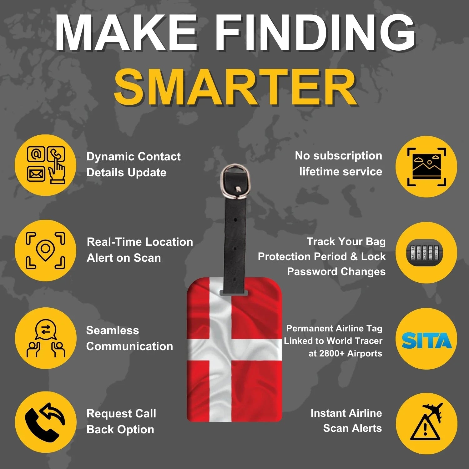 Smart Bag Security Tag - Denmark Flag [Pack 2]-3