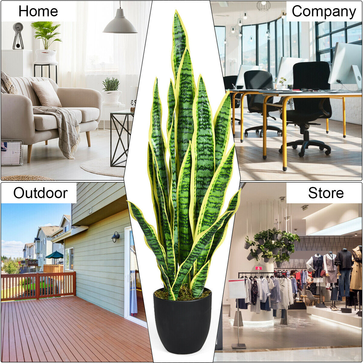 35.5 Inch Indoor-Outdoor Decoration Fake Artificial Snake Plant by DirectDeals