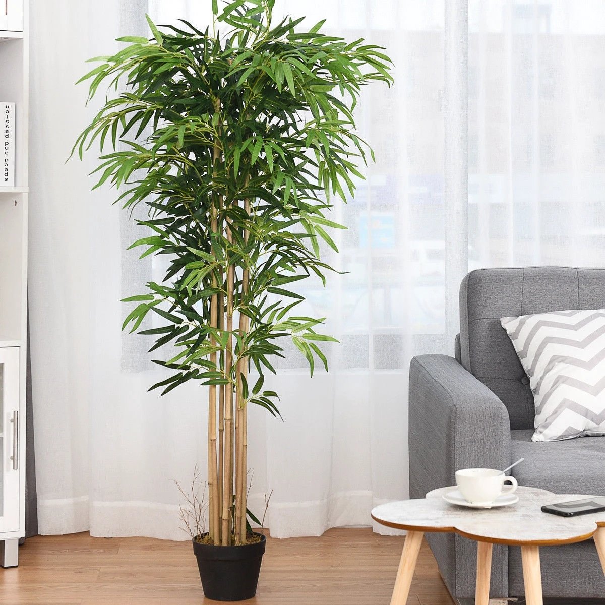 5-Feet Artificial Bamboo Silk Tree Indoor-Outdoor Decorative Planter by DirectDeals