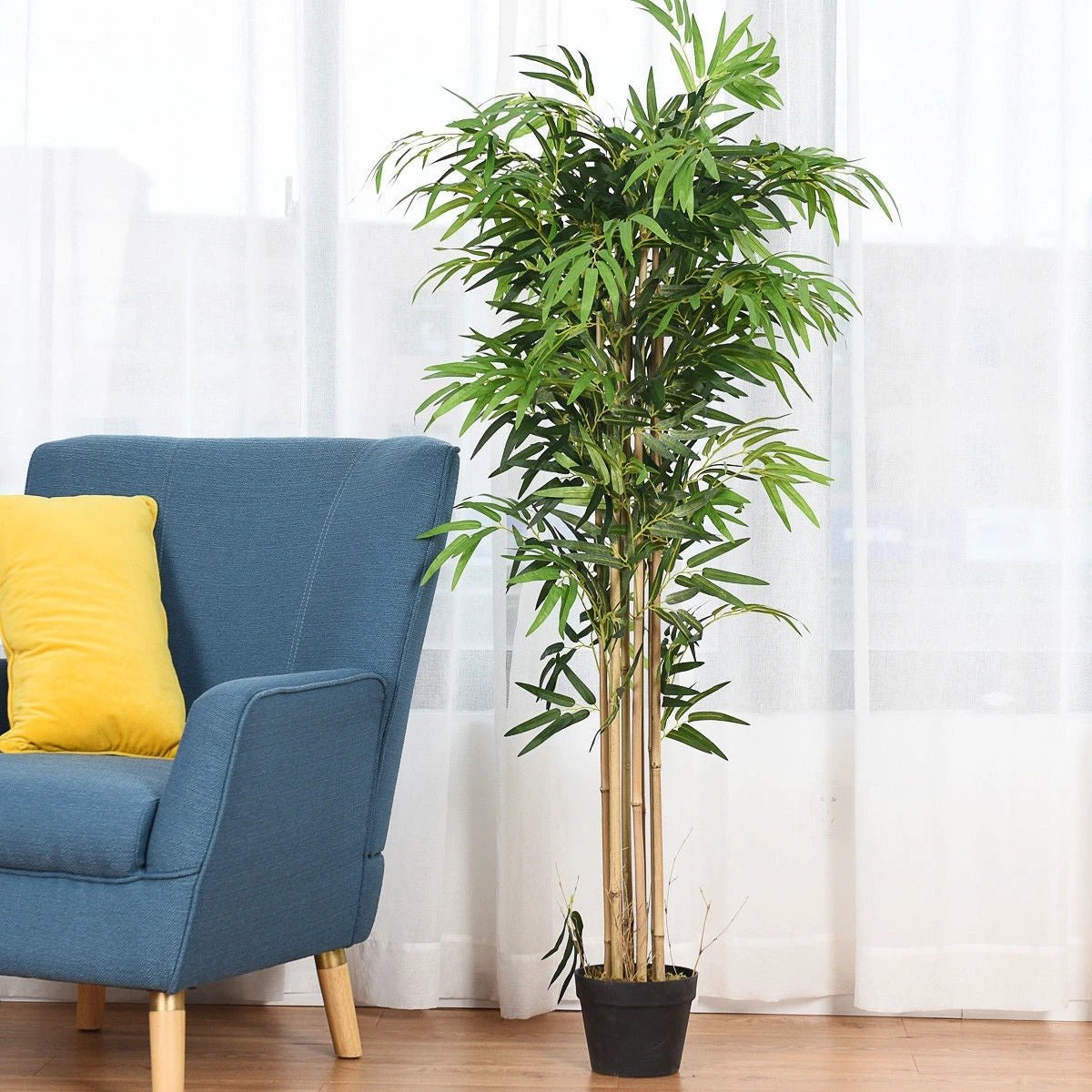 5-Feet Artificial Bamboo Silk Tree Indoor-Outdoor Decorative Planter by DirectDeals