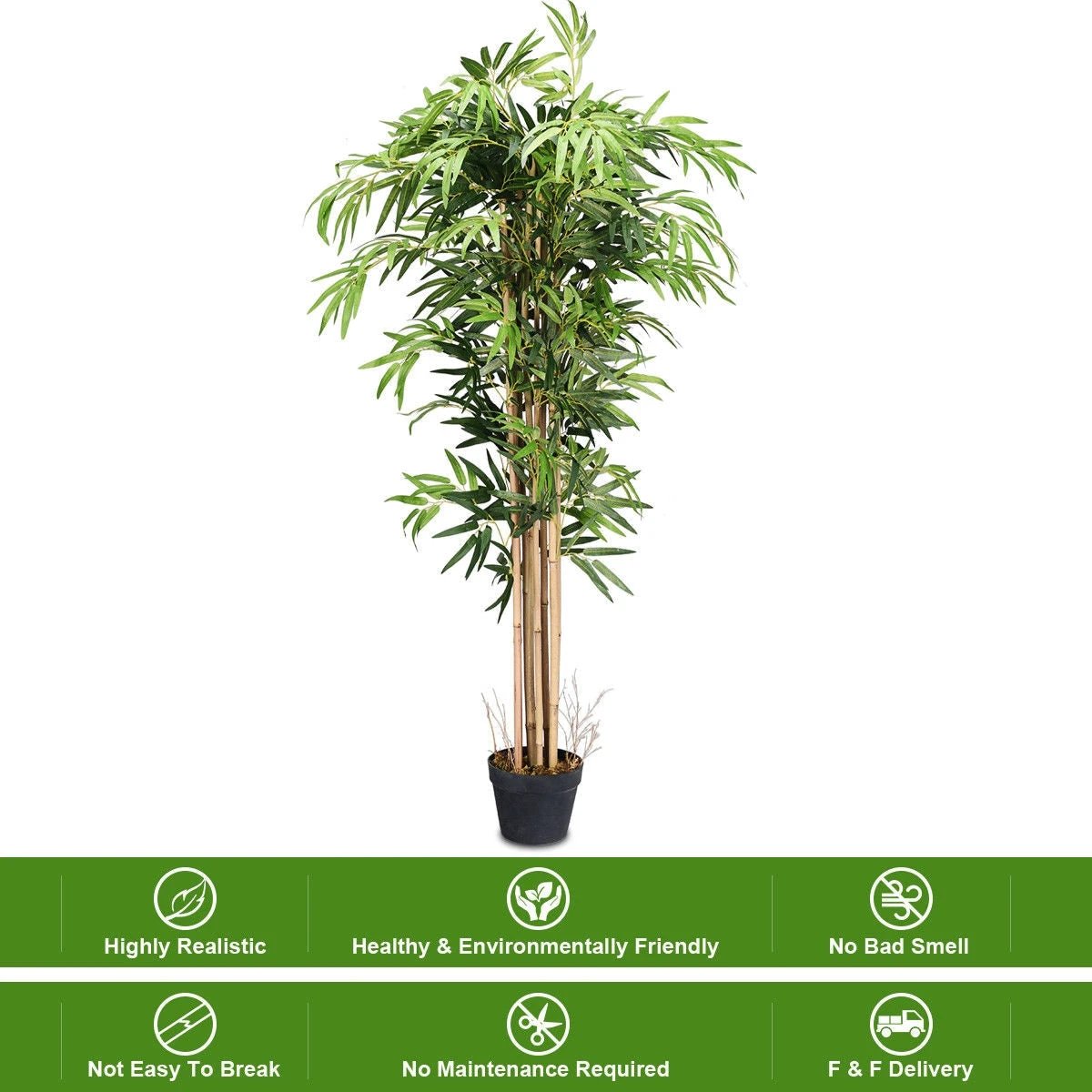 5-Feet Artificial Bamboo Silk Tree Indoor-Outdoor Decorative Planter by DirectDeals