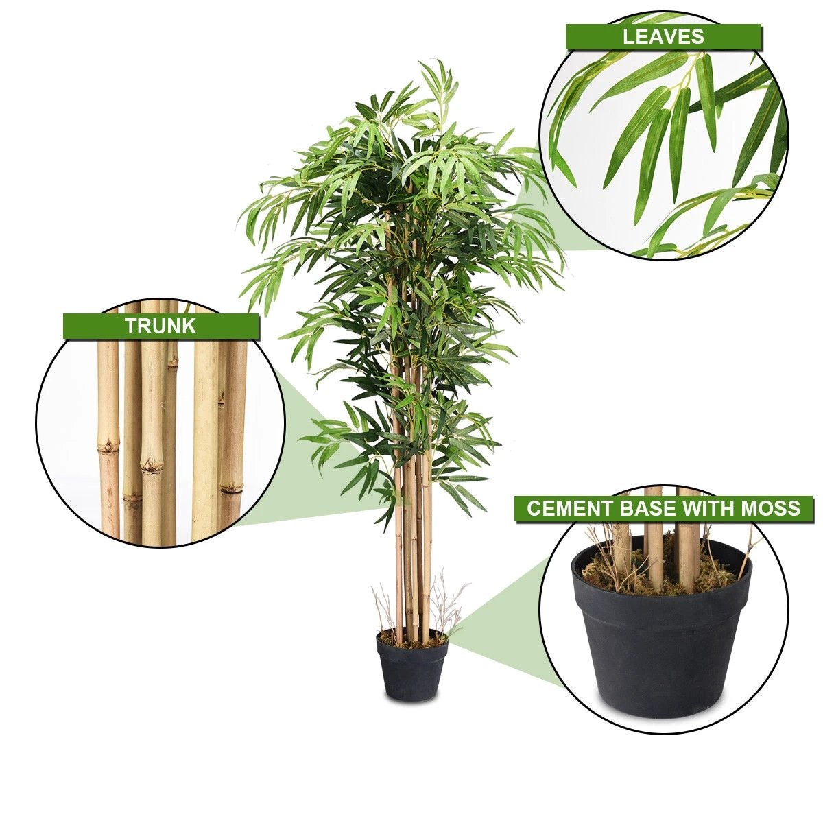 5-Feet Artificial Bamboo Silk Tree Indoor-Outdoor Decorative Planter by DirectDeals