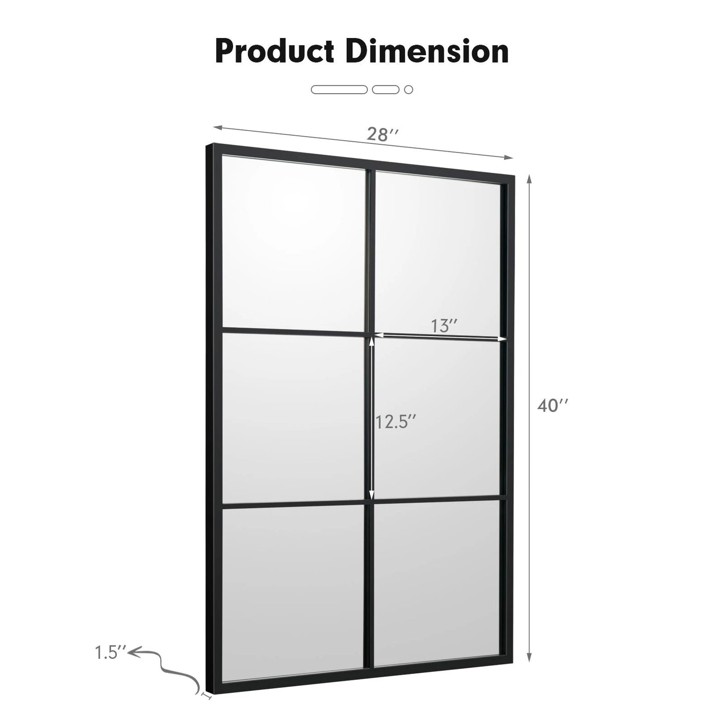 3-Layered Decorative Wall Mirror with Metal Frame for Dining Living Room-Black by DirectDeals