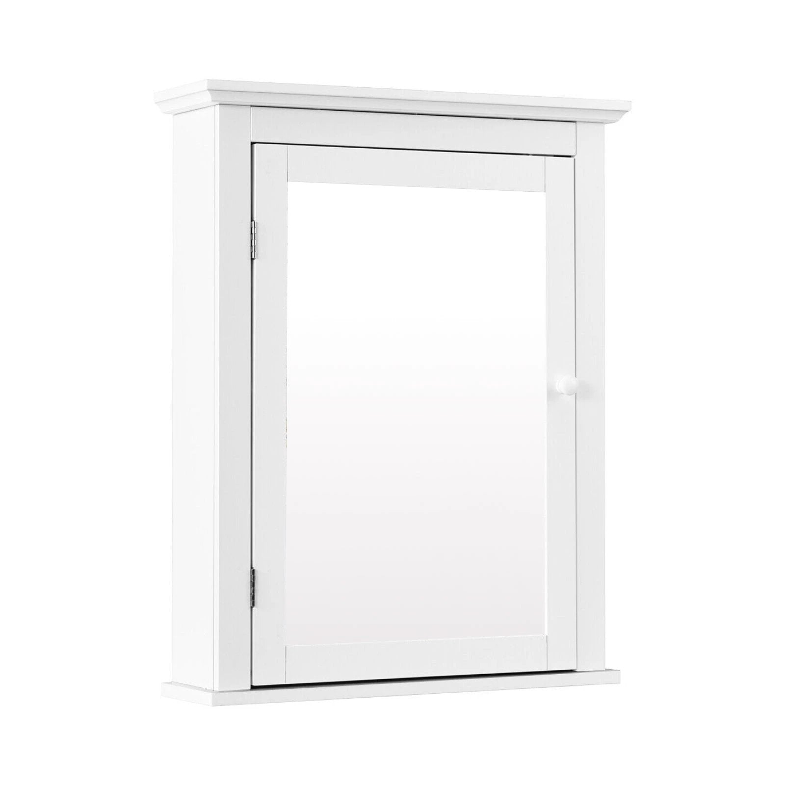 Bathroom Mirror Cabinet Wall Mounted Adjustable Shelf Medicine Storage-White by DirectDeals