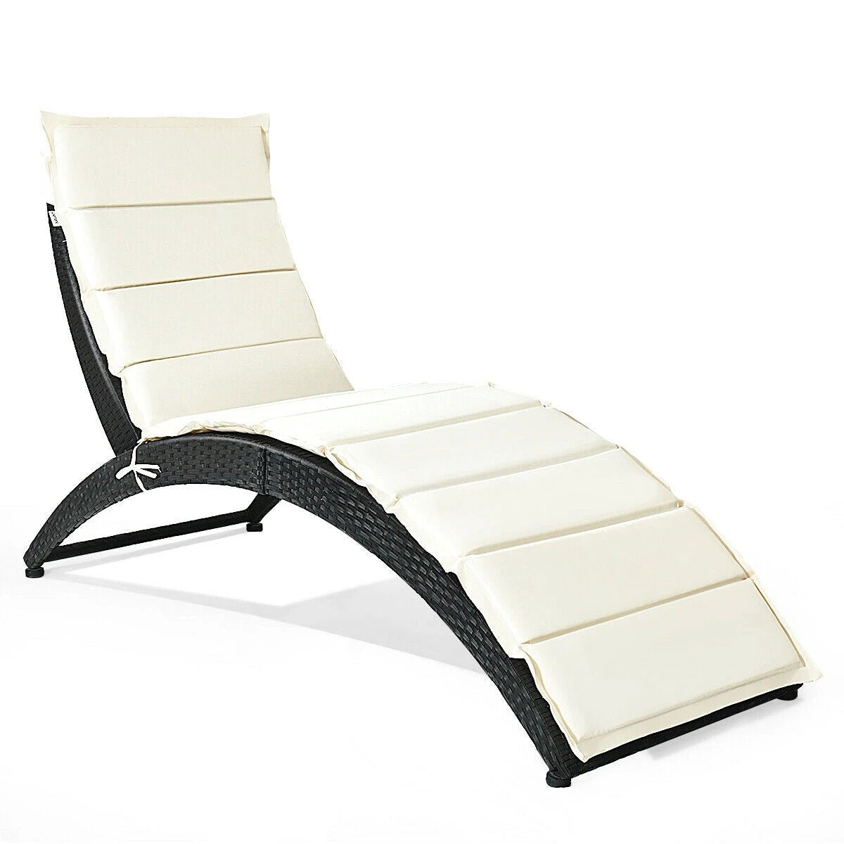 Folding Patio Rattan Lounge Cushioned Portable Chair by DirectDeals