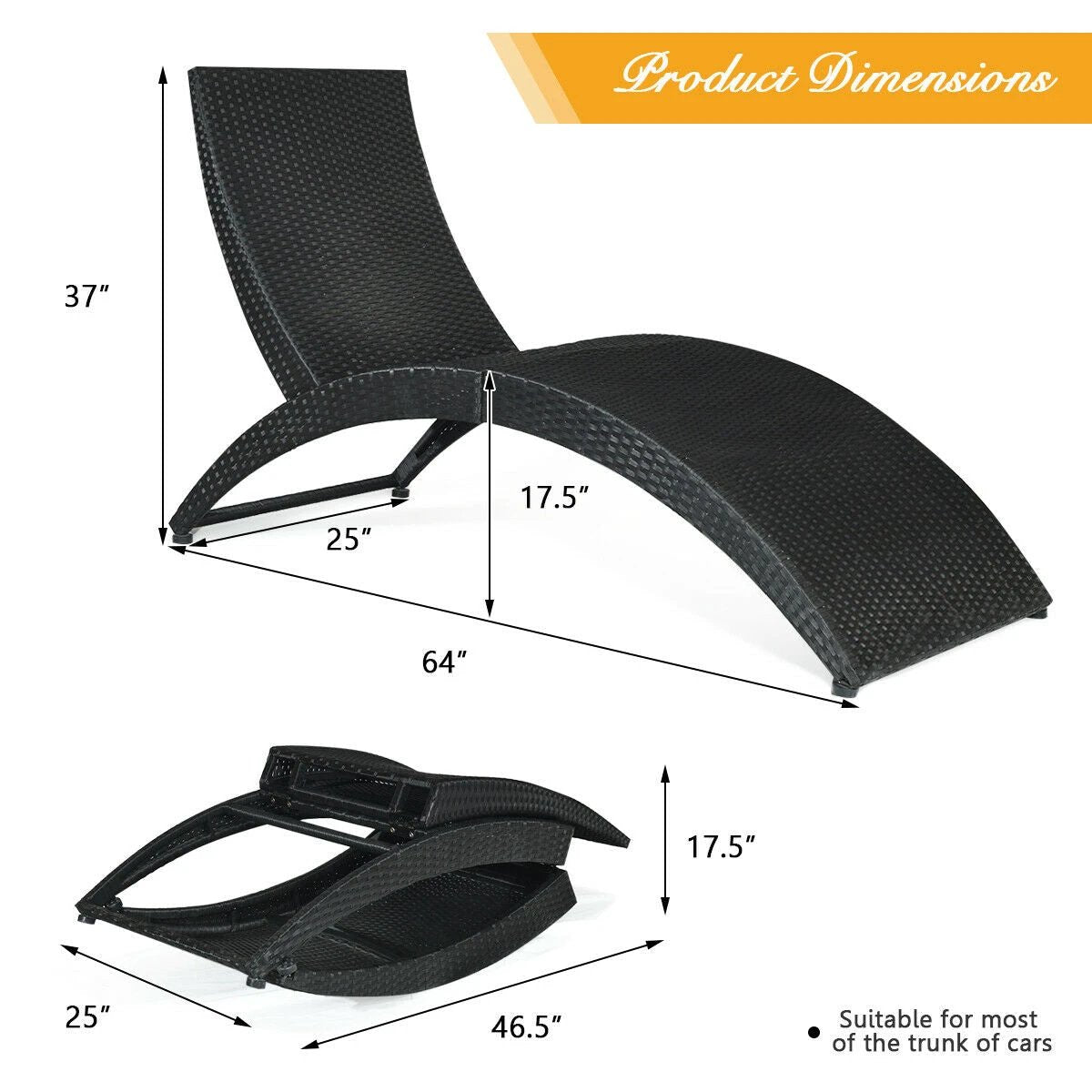 Folding Patio Rattan Lounge Cushioned Portable Chair by DirectDeals
